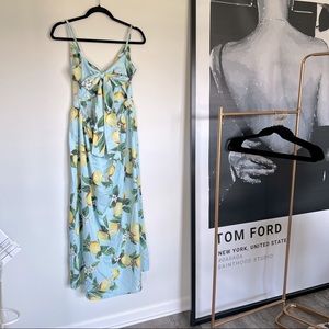 Lemon print summer midi dress
